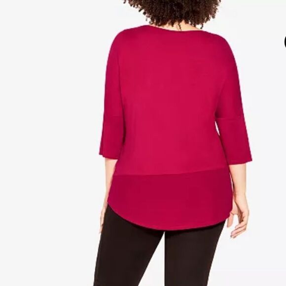 Zim & Zoe Plus Size Contrast Rib Scoop Neck Top Watermelon Size 18 Nwt - Picture 4 of 7